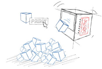 3D Printer Producing Lots of Cubes