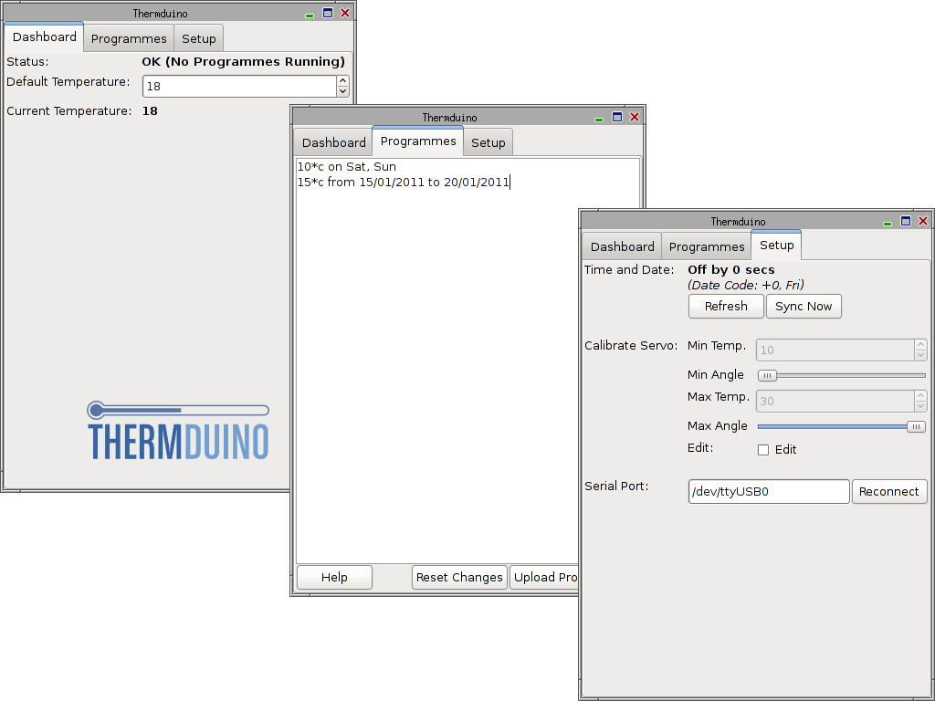 Screenshot of the Thermduino GUI